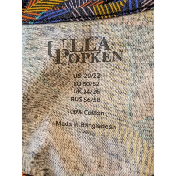 Ulla Popken Womens Plus 20/22 Tunic Leaf Print Knit Swing Side Slit Cotton - Picture 10 of 11